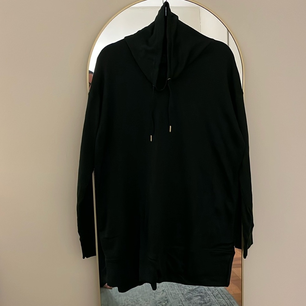 Anthropologie Green & Black Marbled Cowl Neck Tunic w/ Pockets - XL Tall